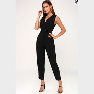 NWOT LULU'S Black Jumpsuit with Belt, Size XL